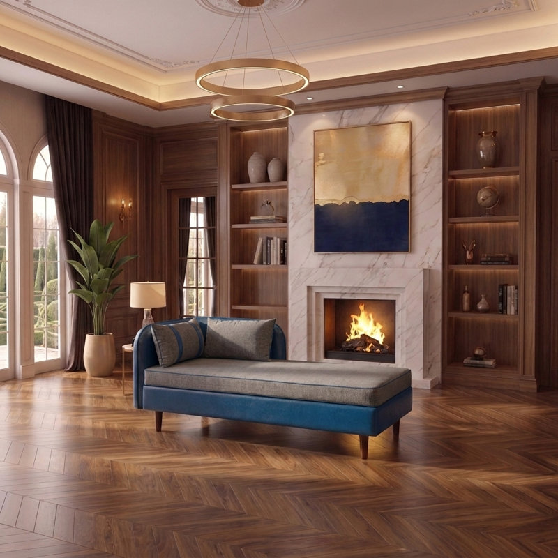 Canapé de 65 po avec rangement de 65 po, assemblage facile et conception ergonomique, Bleu et gris