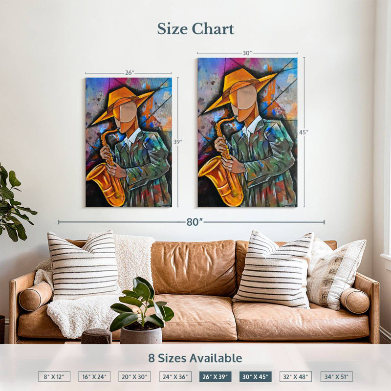 Abarca Cubism Saxophonist, H 39 po x l 26 po