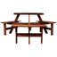 Table de pique-nique en bois avec 3 bancs intégrés, table de pique-nique pour 6 enfants, avec trou de parasol, table de salle à manger de camping pour la cour de jardin