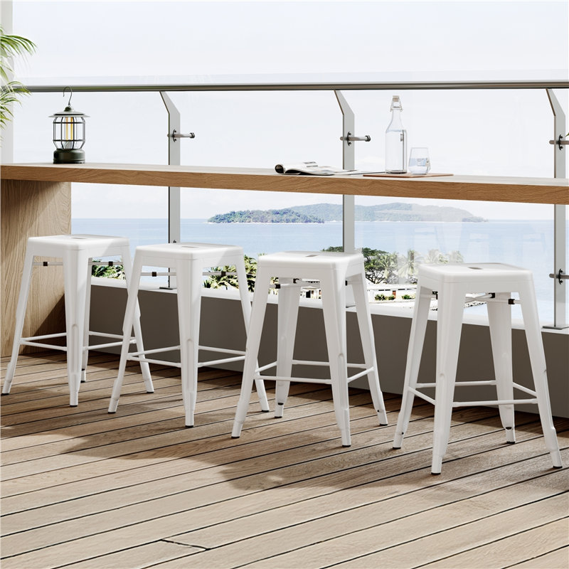 Winfred 30" Bar Stool, White, Counter Stool (24” Seat Height)