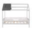 Lit simple en bois avec clôture, blanc et gris-1970245573