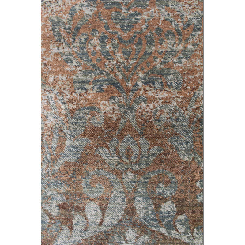Tapis brun / bleu sarcelle 5 pi 3 po x 8 pi 3 po Devan
