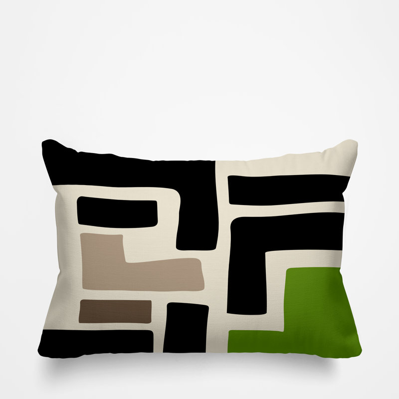 Coussin décoratif intérieur / extérieur en polyester filé Briddie, Chartreuse, H 14 po x l 20 po