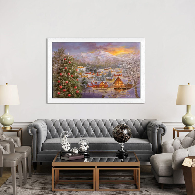 Season's Greetings by Nicky Boehme - Floater Frame Painting on Canvas, 66.04 cm H x 45.72 cm W, White Framed