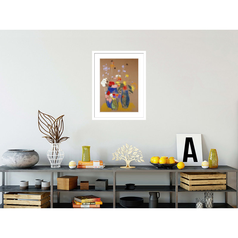 «Three Vases of Flowers» par Odilon Redon, impression giclée sur cadre, 29.5" H x 23" W