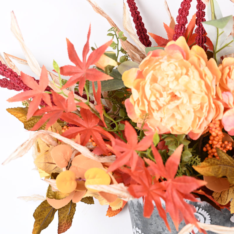 Artificial Floral Arrangement in Pot, Orange