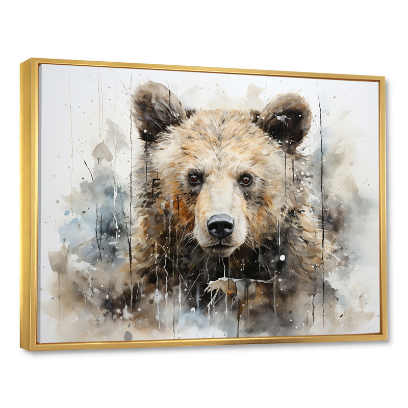 Ours en portrait - Minimalisme, impressions encadrées, Cadre flottant doré, H 16 po x l 32 po x P 1 po