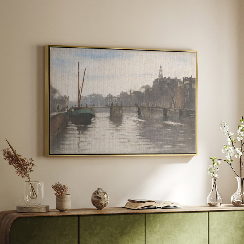 " Vintage Landscape - CCCLVI ", Gold Floater Framed Canvas, 25" H x 37" W x 2" D