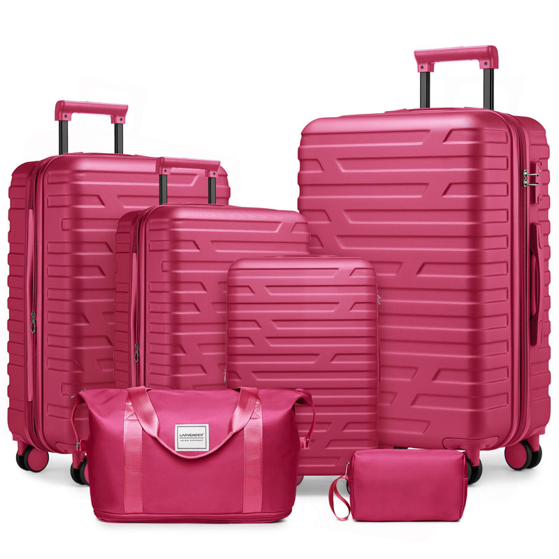 Ensemble de 6 valises avec valises extensibles, Rose Red