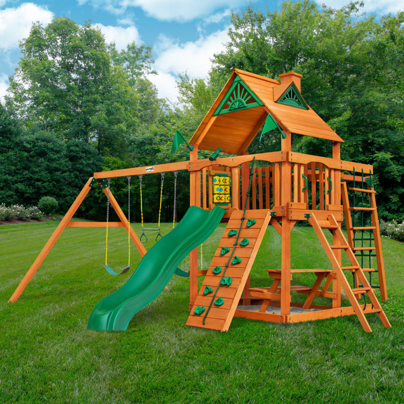 Navigator Swing Set with Wood Roof, No, Tongue and Groove Wood Roof
