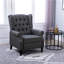 Fauteuil inclinable rembourré en tissu avec design capitonné, fonction de poussée, repose-pieds, accoudoir et coussin rembourré pour un confort ultime