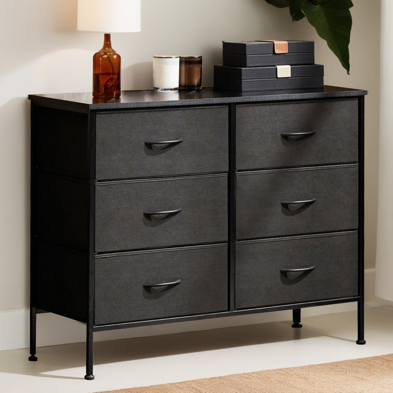 Commode à 6 tiroirs en métal, Noir