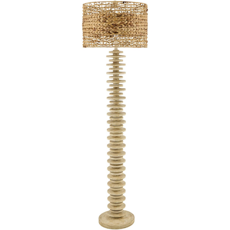 3-Way Switch Floor Lamp with Seagrass Drum Shade, Natural