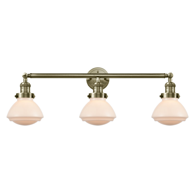 Chesterville 3 - Light Dimmable Vanity Light, Matte White, Antique Brass, 6 Watt Vinage LED Bulb