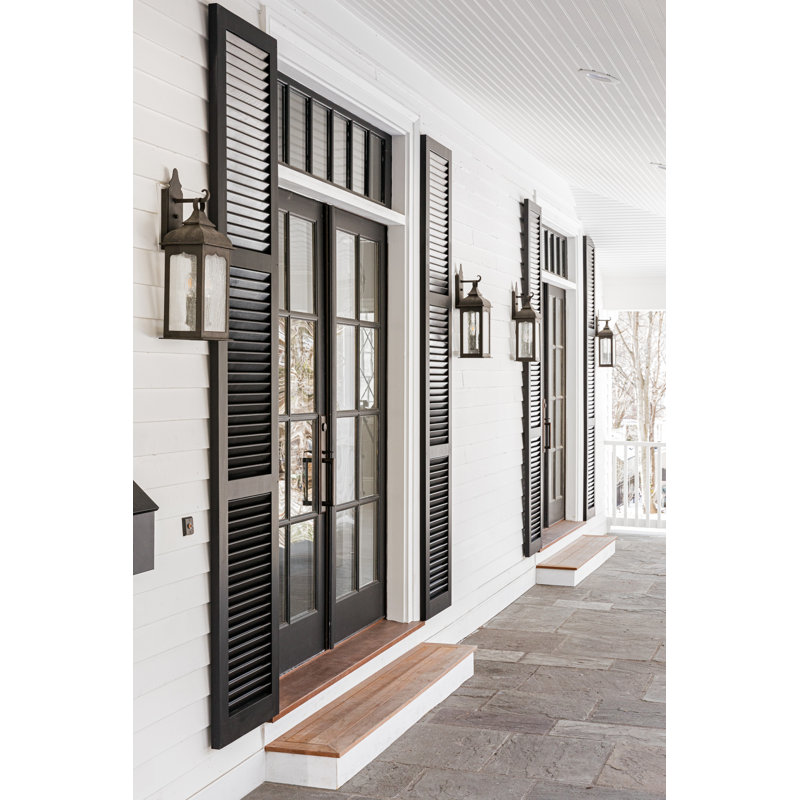 Henry Street Outdoor Wall Lantern, 23" H x 8.5" W, Clear Glass