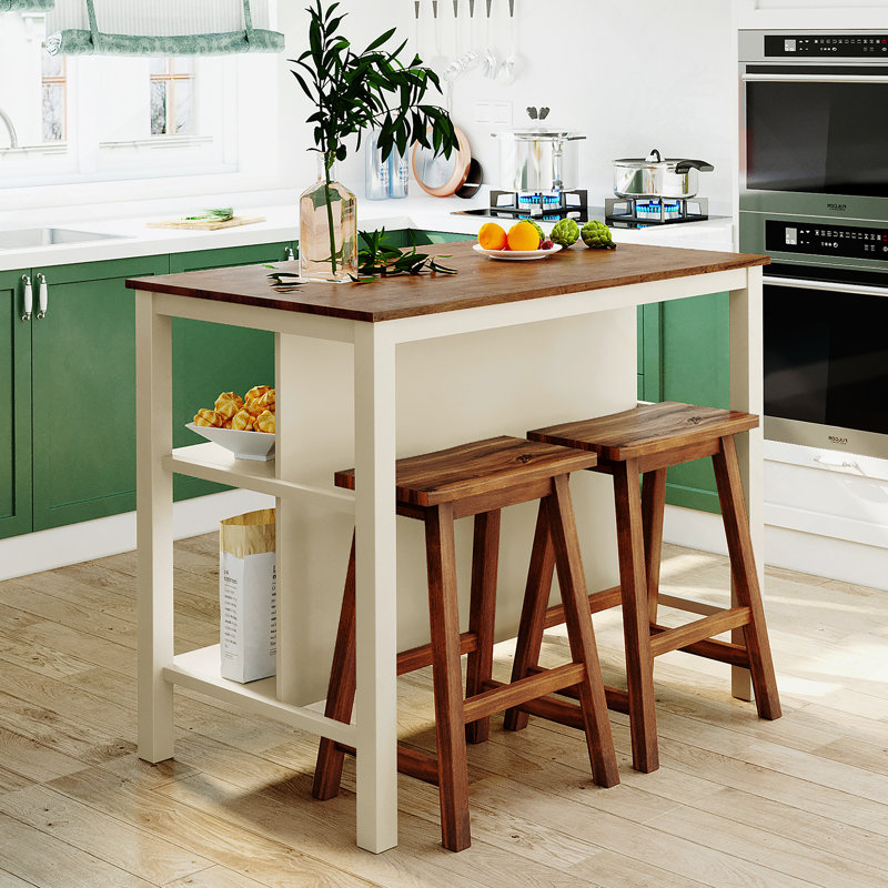 Ensemble d'îlot de cuisine 3 pièces 45 po avec 2 sièges