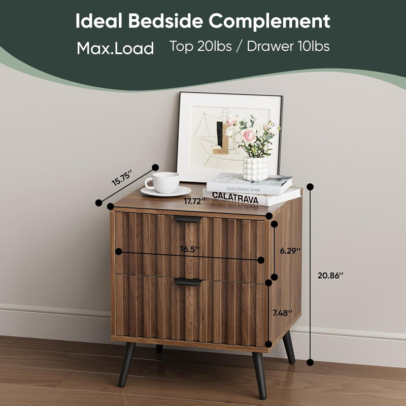 Walnut Groove Bedside Table