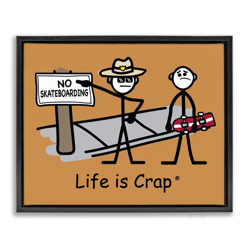 «No Skateboarding Sign Floater Canvas» par LIC, H 25 po x l 31 po, Cadre flottant noir de jais