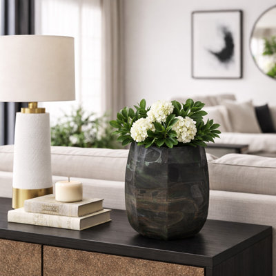 Grand vase rond en verre à motif géométrique pour décoration intérieure