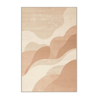 Tapis beige uni lavable à la machine Manhasset