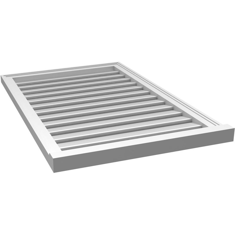 Évent à pignon fonctionnel en uréthane rectangulaire à fixation en surface, brun clair apprêté, H 40 po x l 26 po x P 2 po