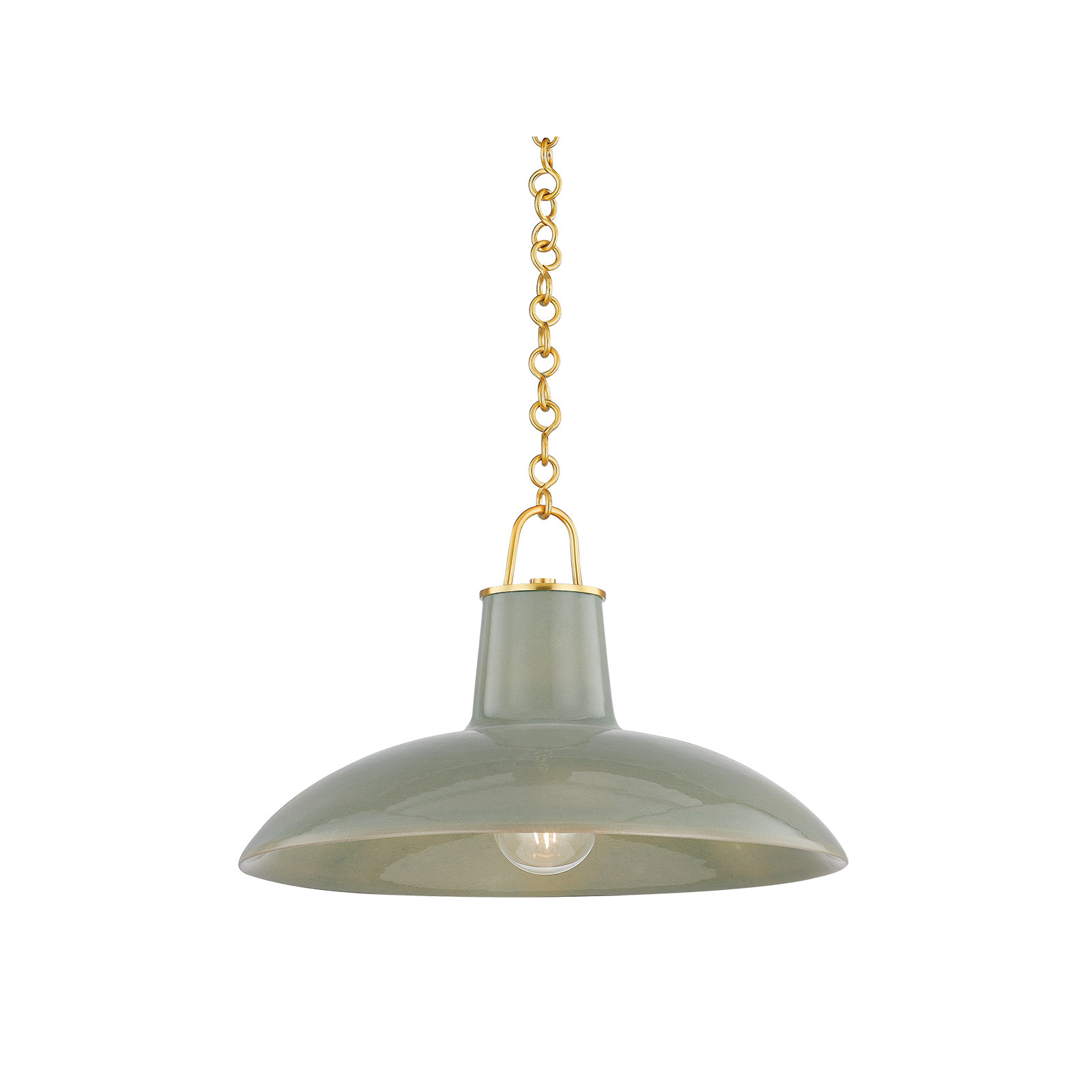 POTTERSVILLE Pendant, Brass, Teal, 11.25" H x 18" W x 18" D