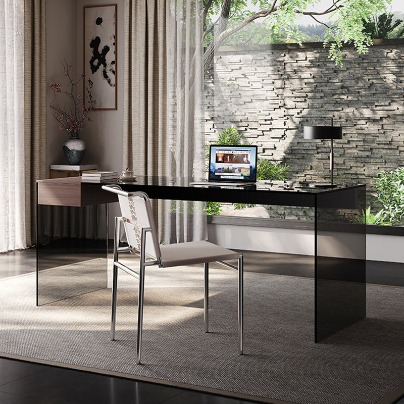 Bureau et chaise en verre trempé Creative Art, H 29,52 po x l 70,86 po x P 27,55 po