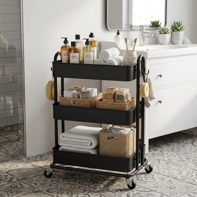 3-Tier Heavy Duty Metal Rolling Utility Cart