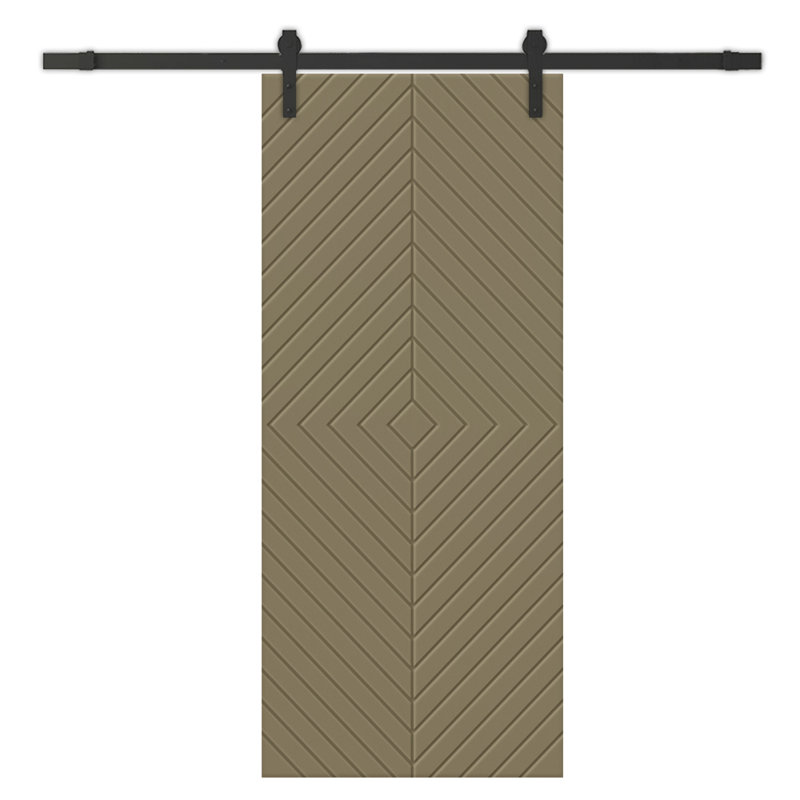 Porte de grange à panneaux et en bois manufacturé avec quincaillerie d'installation, 24 po x 80 po, Vert olive