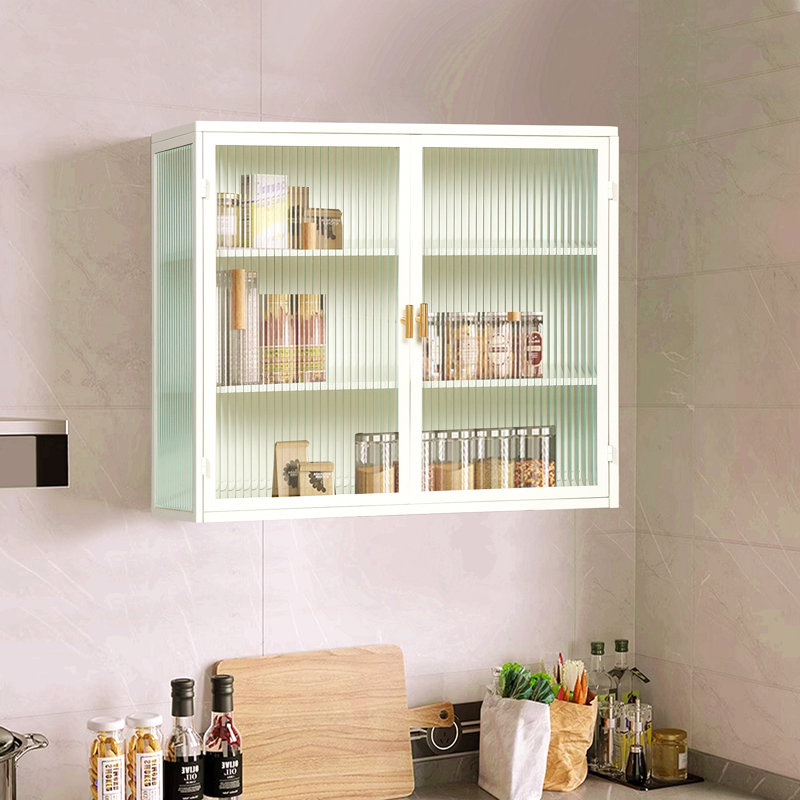 Armoire murale moderne 27,56 po à deux portes avec rangement à trois niveaux, Blanc