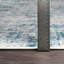 Blue Traditional Rug, Bordered Floral Easy to Clean Rug For Living Room, Dining Room, Bedroom-1105729599