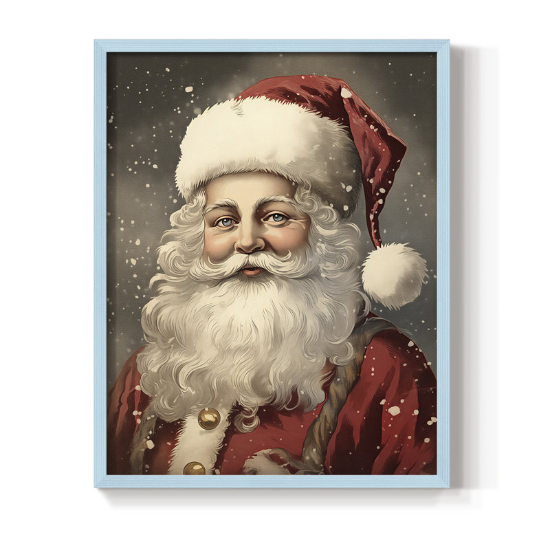 «Christmas Holiday Art DI», reproduction encadrée - bois massif, Bleu, H 30 po x l 24 po
