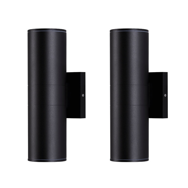 2-Pack 12" Modern LED Up and Down Outdoor Wall Lantern, Aluminum Round Outdoor Wall Light, IP65 Waterproof, Matte Black