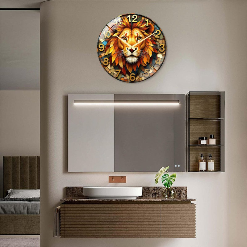 Horloge murale colorée rétro avec art numérique et grands chiffres - horloge murale moderne en verre 24 po