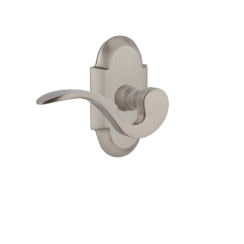Plaque de couloir Cottage (couloir et garde-robe) avec levier de manoir, Droite, Nickel satiné, 2-3/4"