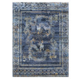 Blue Nu Vibrant Modern Tibetan Silk Rug - 9' x 12'2"