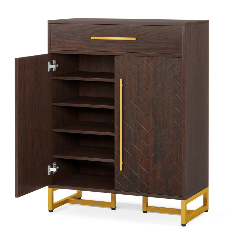 6-Tier Wooden Entryway Shoe Storage Cabinet With Doors