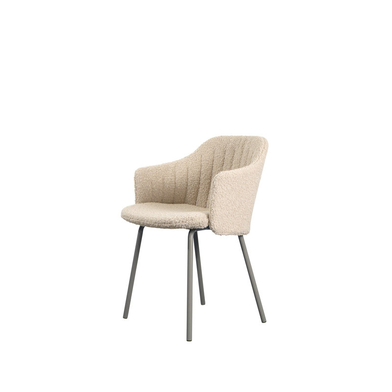 Choice Chair Indoor and Four Steel Legs Base with Upholstery Cover Set (Cane-line Scent Seat-Back Cover), Light Brown, White