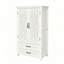 Grande armoire de rangement multifonctionnelle blanche et naturelle avec détails sculptés