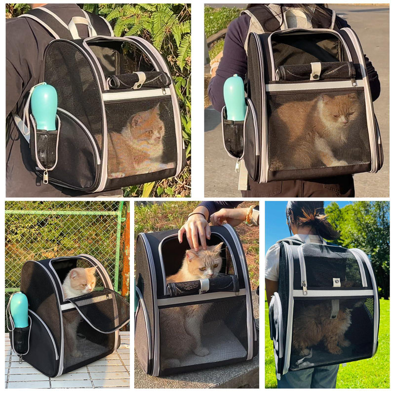 Cat Backpack Carrier Pet Backpack Carrier For Small Dogs And Medium Cat Puppy Kitten Bunny Up To 15Lbs, Cat Carrying Backpack Collapsible With Fully Ventilated Mesh With Safety Leash