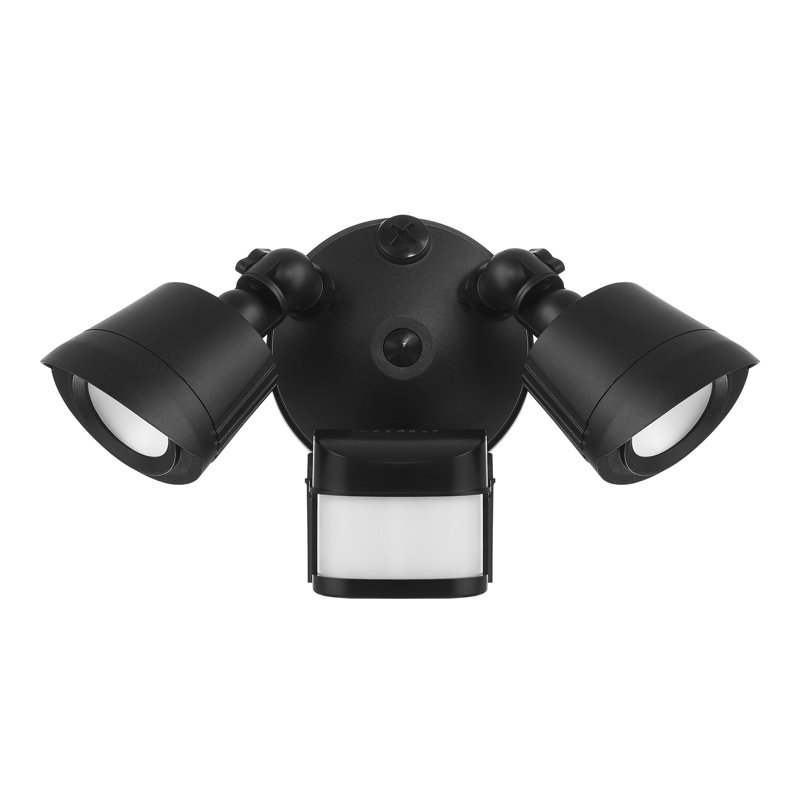 120 Watt 2 - Head LED Hardwired Dusk to Dawn Outdoor Security Flood Light with Motion Sensor, Black