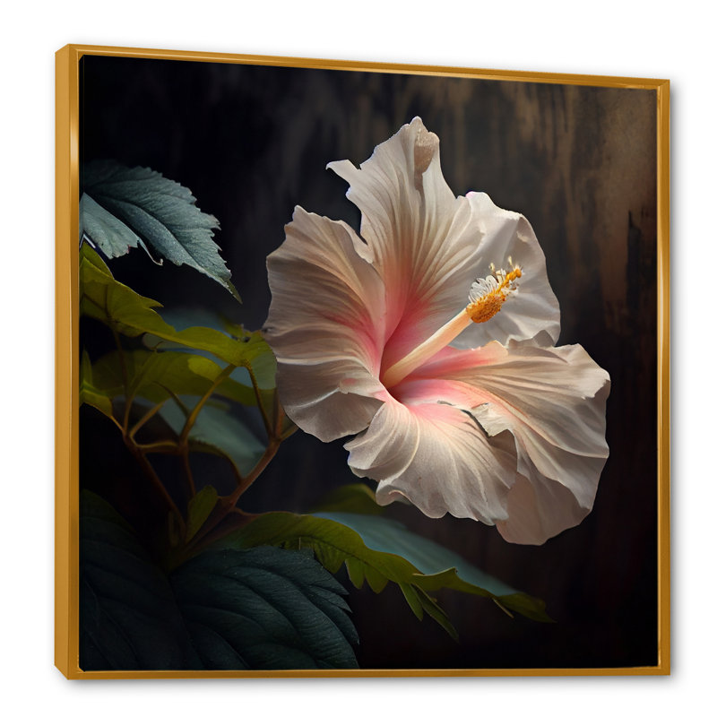 «Blooming and Hibiscus I», reproduction sur toile, H 30 po x l 30 po x P 1 po, Toile avec cadre flottant or