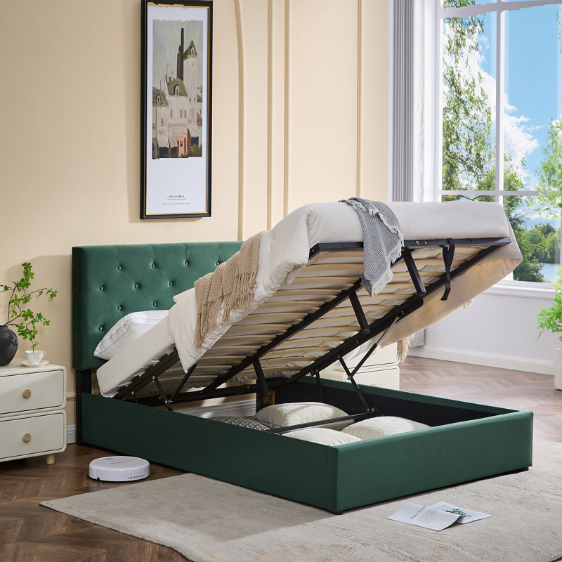 Solid Wood Bed, 162 x 210 cm, Green
