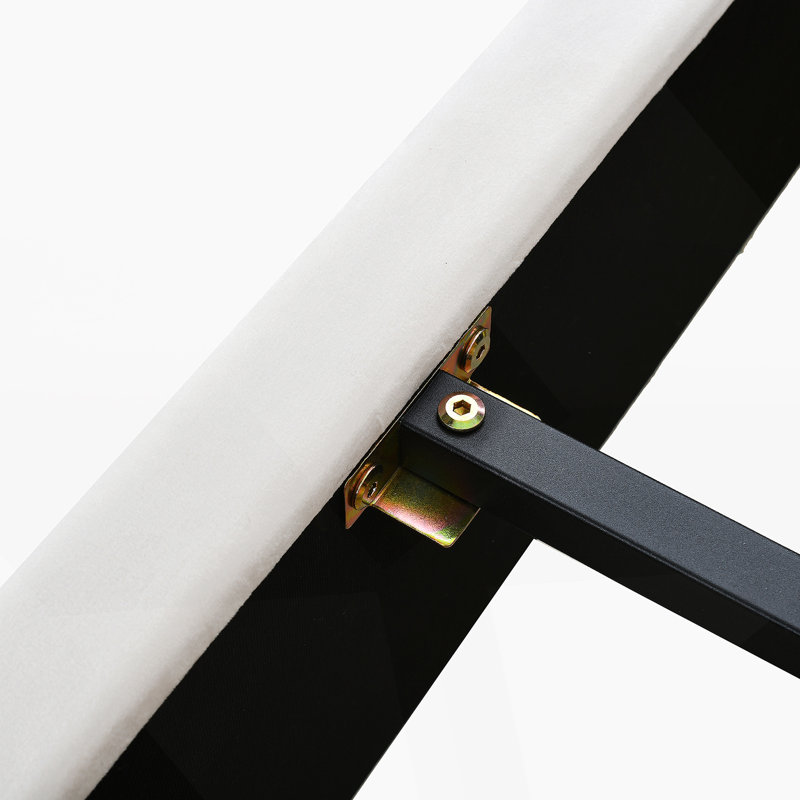 Grand lit plateforme tapissier grand format, deux prises et ports de charge USB des deux côtés
