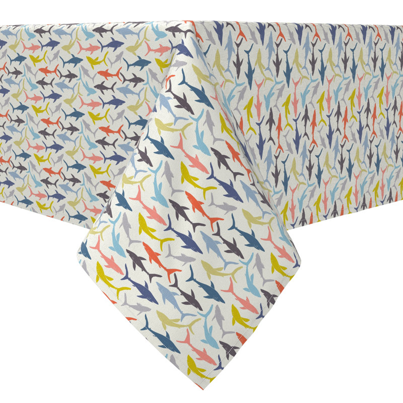 Rectangular Tablecloth, 100% Cotton, 60X104", Shark Waters