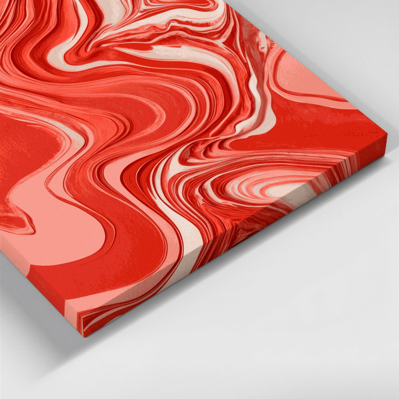 Abstrait art fluide sur toile rouge 64, H 16 po x l 16 po