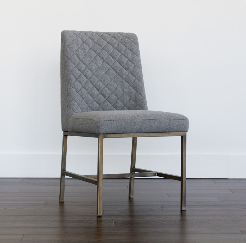 Otho Upholstered Side Chair - Grey, Dark Gray Performance Basketweave