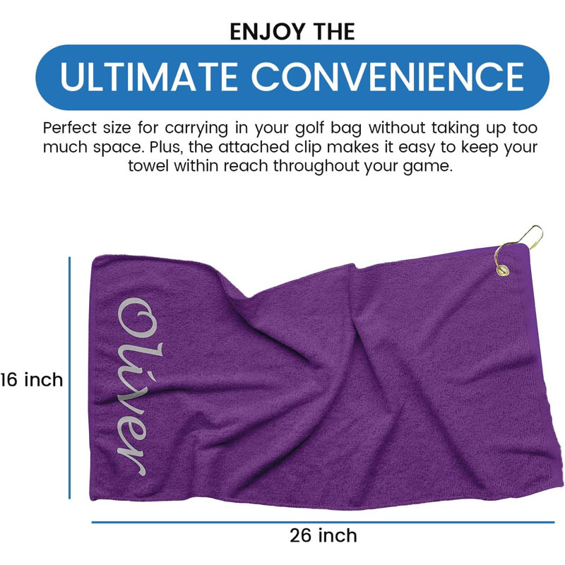 Cotton Embroidered Golf Towels Kitchen Towel, Purple, Yes