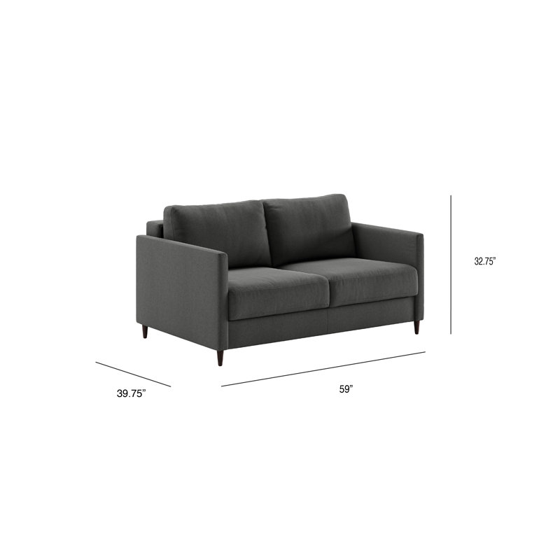 Elfin Loveseat Sleeper, 32.75" H x 59" W x 39.75" D, Black