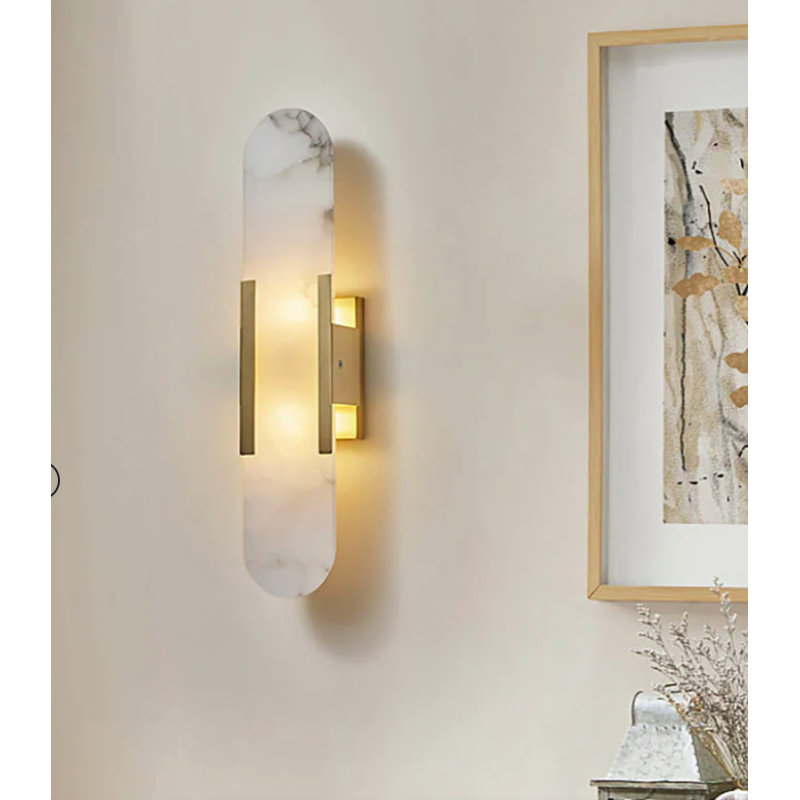 Modern Alabaster Wall Sconce, 14" H x 4" W x 3.2" D